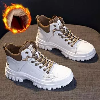 Осенне-зимняя обувь, женские современные ботинки из натуральной кожи, теплые плюшевые модные женские ботильоны, черные, коричневые, D191 35