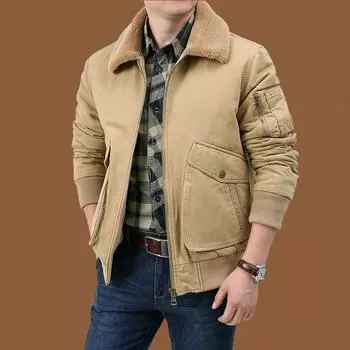 Осенне-зимняя одежда для мужчин среднего и пожилого возраста, повседневная одежда из бархата и хлопчатобумажной ткани M