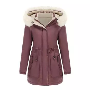 осенне-зимняя одежда теплая одежда на хлопковой подкладке съемная шапка длинный рукав молния толстая куртка на хлопковой подкладке меховой воротник пирог преодоление женский 838 S