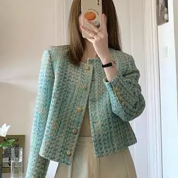 Осенне-зимняя одежда высокого качества, повседневная твидовая куртка, женские пальто, Casacos, винтажная верхняя одежда, топы, Chaquetas Mujer Veste Femme S
