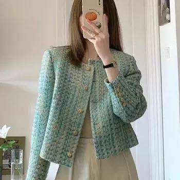Осенне-зимняя одежда высокого качества, повседневная твидовая куртка, женские пальто, Casacos, винтажная верхняя одежда, топы, Chaquetas Mujer Veste Femme S