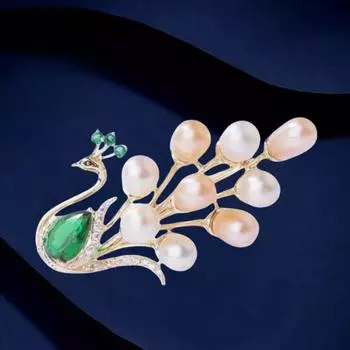 Осенне-зимняя одежда высокого класса, платье, ципао, брошь в виде павлина и феникса из натурального пресноводного жемчуга для женщин Electroplated real gold золотой