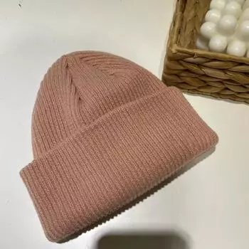 Осенне-зимняя однотонная вязаная женская теплая шерстяная шапка темно-синий