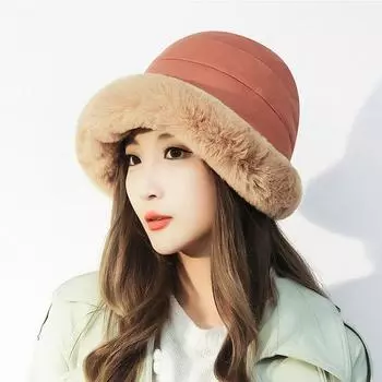 Осенне-зимняя панама женская толстая плюшевая велосипедная теплая морозостойкая рыболовная шапка чёрный