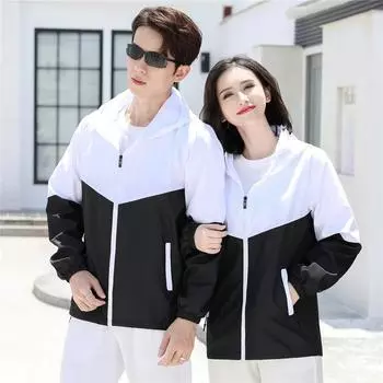 Осенне-зимняя плотная двухслойная ветровка с цветными блоками на молнии, куртка для пары, рабочая одежда, рекламная ветровка с капюшоном, заводская одежда M жёлтый