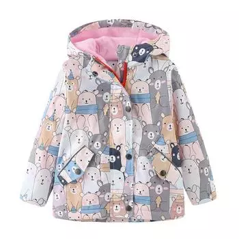 Осенне-зимняя плюшевая куртка-пулемет Meanbear с капюшоном для мальчиков и девочек с длинными рукавами 140