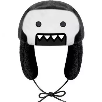 Осенне-зимняя плюшевая мультяшная вышивка на Хэллоуин, черно-белая теплая ветрозащитная шапка для улицы OneSize