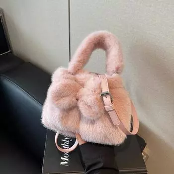 Осенне-зимняя плюшевая переносная сумка-ведро женская взрывная мода высокая чувственность милая сумка-мессенджер 21*9*16 красный