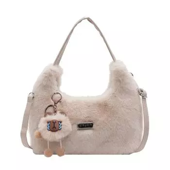 Осенне-зимняя плюшевая сумка, высококачественная модная сумка-мессенджер. белый