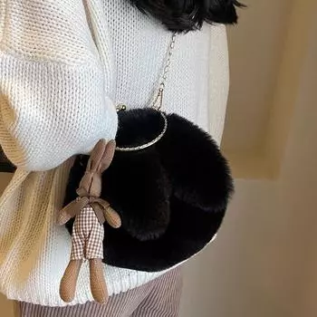 Осенне-зимняя плюшевая сумка женская 2024 новая пушистая сумка-мессенджер женская милая мягкая и симпатичная сумка через плечо женская