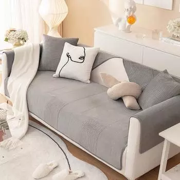 Осенне-зимняя плюшевая супермягкая однотонная диванная подушка с вышивкой, современная простая тканевая нескользящая диванная подушка 70*70cm