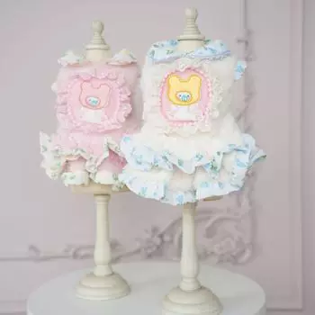 Осенне-зимняя плюшевая юбка с плюшевым мишкой, пушистое платье для собак и домашних животных, теплее, чем пальто с плюшевым мишкой и кошкой, одежда для собак маленьких собак XS