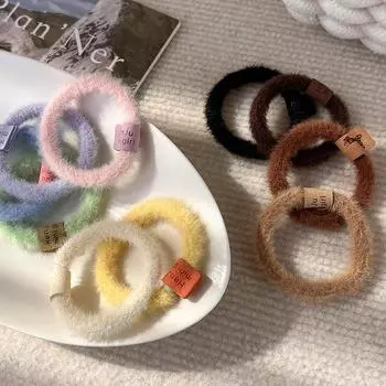 Осенне-зимняя плюшевая веревка для волос цвета Майяра для девочек, универсальная морская веревка для головы, высокоэластичная базовая резинка для волос бежевый