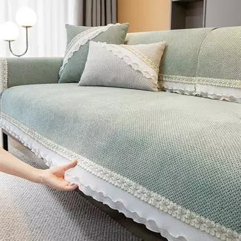 Осенне-зимняя подушка для дивана из синели, четыре сезона, универсальная кружевная ткань с полным покрытием, нескользящий чехол для сиденья 70*70cm