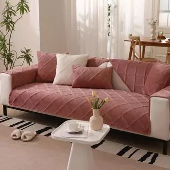 Осенне-зимняя подушка для дивана, плюшевая подушка, плюшевая вышитая подушка для дивана, современная простая нескользящая утолщенная подушка для дивана 70*70