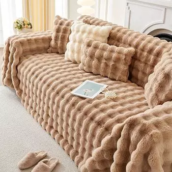 Осенне-зимняя подушка для дивана, зимняя утолщенная флисовая подушка, нескользящий кожаный чехол для дивана, тканевый чехол 180*130cm