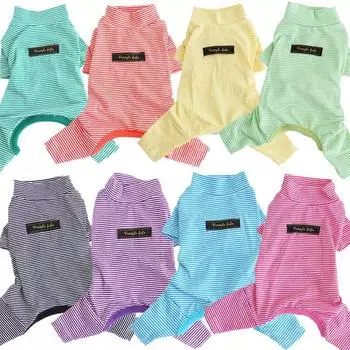 Осенне-зимняя полосатая рубашка из чистого хлопка, леггинсы восьми цветов, комбинезон для четвероногих питомцев, пижама для собак, одежда для щенков XS