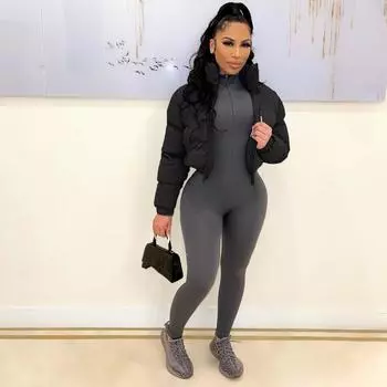 Осенне-зимняя популярная женская одежда с хлопковой подкладкой, европейская и американская короткая женская стеганая куртка S