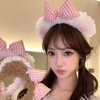 Осенне-зимняя повязка на голову с плюшевым милым медведем и кружевным краем, женская повязка на голову с мытьем лица, высокая заколка для волос с черепом, улучшенное чувство