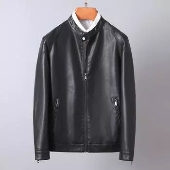 Осенне-зимняя повседневная кожаная куртка с воротником-стойкой, мужская куртка из искусственной кожи с потертостями, приграничная мода M