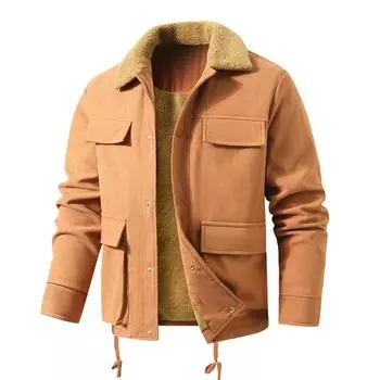 Осенне-зимняя повседневная молодежная куртка с пятном и вставкой по бокам, однобортная, из хлопчатобумажной ткани, бархата, однотонная мужская куртка M чёрный