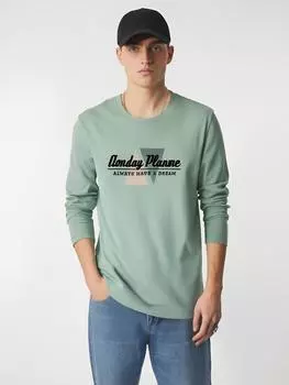 Осенне-зимняя повседневная мужская футболка с длинными рукавами из чистого хлопка большого размера с круглым вырезом S чёрный