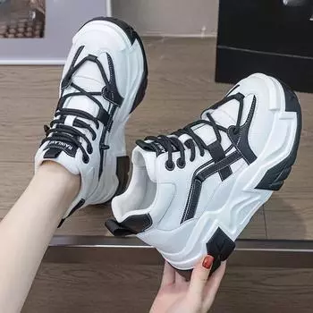 Осенне-зимняя повседневная обувь женская толстая подошва мода 2024новые универсальные туфли на плоской подошве обувь для женщин кроссовки 33