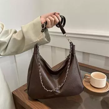 Осенне-зимняя ПУ маленькая квадратная сумка простая большая вместительная сумка через плечо текстура универсальная сумка-мессенджер пригородная сумка Tide коричневый