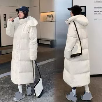 Осенне-зимняя пуховая хлопковая куртка, женская теплая куртка с капюшоном, плотная хлопковая куртка средней длины M хаки