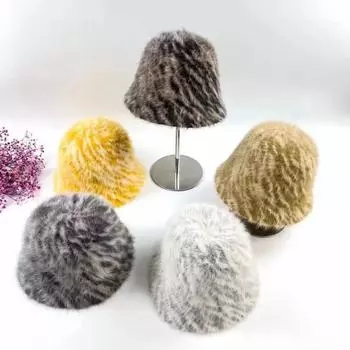 Осенне-зимняя японская трикотажная ткань из кроличьей шерсти для женщин, для отдыха, с рисунком зебры, шляпа рыбака, модная шляпа 56-58cm