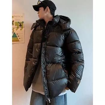 Осенне-зимняя яркая куртка-пуховик, хлопковая куртка в парном стиле, модная женская повседневная хлопковая куртка, теплая куртка выше колена XXXL чёрный