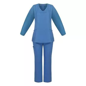 Осенне-зимняя рабочая одежда для врачей и медсестер, раздельный комплект, V-образный вырез, свободный медицинский хирургический халат с длинными рукавами, хирургический халат, изолирующий рабочий халат XL синий