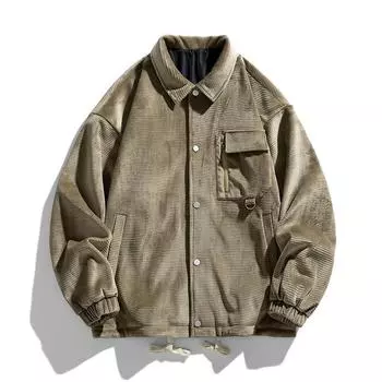 Осенне-зимняя рабочая одежда, вельветовая куртка, мужское элегантное пальто с лацканами, мужское повседневное винтажное однобортное теплое пальто, куртка S кофейный