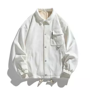 Осенне-зимняя рабочая одежда, вельветовая куртка, мужское элегантное пальто с лацканами, мужское повседневное винтажное однобортное теплое пальто, куртка L белый