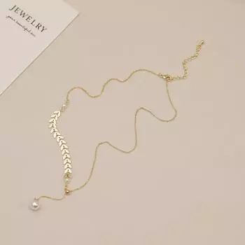 Осенне-зимняя распродажа ожерелья из искусственного жемчуга «Пшеничные колоски» для женщин, легкое роскошное ощущение высокого класса, легкая роскошная цепочка на ключицу, цепочка на свитер 41cm