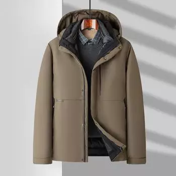 Осенне-зимняя разгрузка утиного пуха, теплая и холодостойкая одежда для бизнеса среднего возраста, утолщенная пуховая куртка 170 чёрный