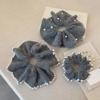 Осенне-зимняя релаксация жемчужная шерстяная вязаная повязка для волос женская нишевая модная универсальная повязка на голову кольцо для толстой кишки аксессуары для волос