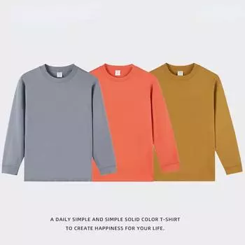 Осенне-зимняя ретро футболка с длинным рукавом, мужская теплая толстая однотонная футболка из 100% хлопка, мужская футболка M