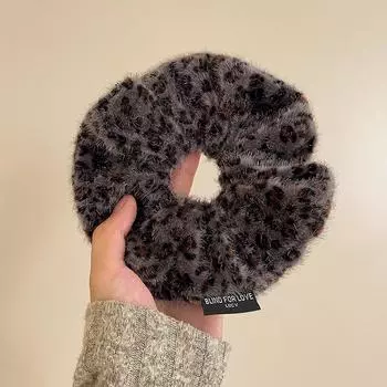Осенне-зимняя ретро-леопардовая повязка на голову с плюшевой отделкой для волос с толстым кишечником кофейный