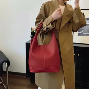 Осенне-зимняя ретро-сумка большой вместимости для женщин 2024 года, новая модная сумка через плечо, высококачественная универсальная сумка-ведро для детей и мам покинуть белый