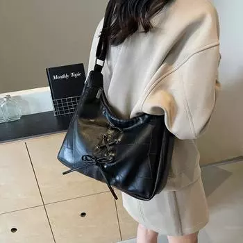 Осенне-зимняя ретро-сумка большой вместимости для женщин 2024 года, новая повседневная универсальная сумка-мессенджер для поездок на работу, сумка через плечо на подмышку покинуть белый