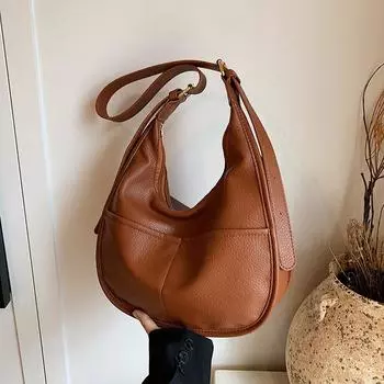 Осенне-зимняя ретро-сумка большой вместимости для женщин 2024 года, новая популярная универсальная сумка через плечо, студенческая сумка-тоут чёрный