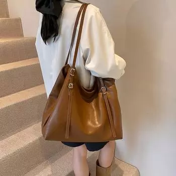 Осенне-зимняя ретро-сумка большой вместимости для женщин, новая модная сумка через плечо для поездок на работу