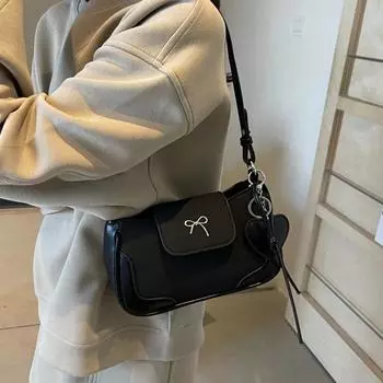 Осенне-зимняя ретро-сумка из нубуковой кожи красного цвета с бантом на одно плечо, сумка через плечо, универсальные сумки для поездок на работу