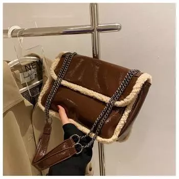 Осенне-зимняя ретро-сумка из плюша, новая высококачественная сумка через плечо, универсальная сумка-мессенджер большой вместимости для поездок на работу чёрный