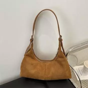 Осенне-зимняя ретро-сумка подмышкой женская модная сумка 2025 года универсальная сумка через плечо большой вместимости чёрный