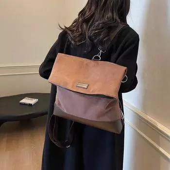 Осенне-зимняя ретро-сумка премиум-класса для женщин 2024 года, новый повседневный рюкзак большой вместимости на одно плечо, сумка через плечо чёрный