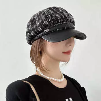 Осенне-зимняя ретро восьмиугольная шляпа женская повседневная универсальная модная широкополая шляпа с утиным язычком, показывающая лицо, маленькая шляпа литературного художника M55-58cm белый