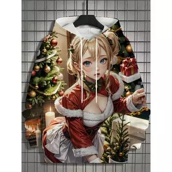 Осенне-зимняя рождественская мужская спортивная толстовка с капюшоном унисекс с 3D-принтом для девочек в стиле аниме в стиле Харадзюку S