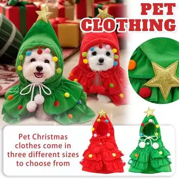Осенне-зимняя рождественская одежда для домашних животных, двухцветный плащ, накидка для домашних животных, шаль, костюм для преображения собак, фестиваль L зелёный